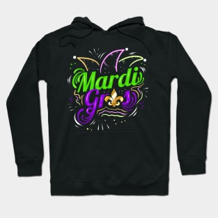 Lettering with Jester Hat and Fleur de Lis for Mardi Gras Hoodie